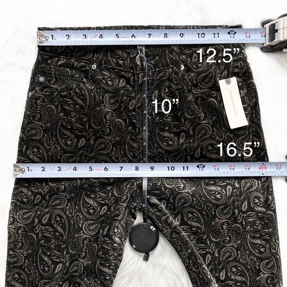 NWT AG Adriano Goldschmied Velvet Paisley High Rise Slim Straight Pants 26 - Picture 12 of 13